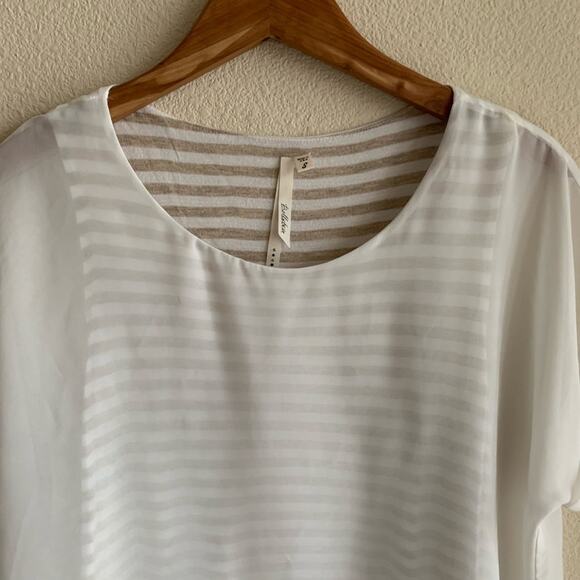 Bellatrix striped tank with sheer overlay blouse - Picture 5 of 7